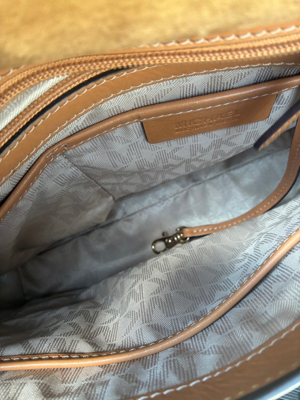 Michael Kors Suede Satchel with Tan Leather Trim - Picture 5 of 16